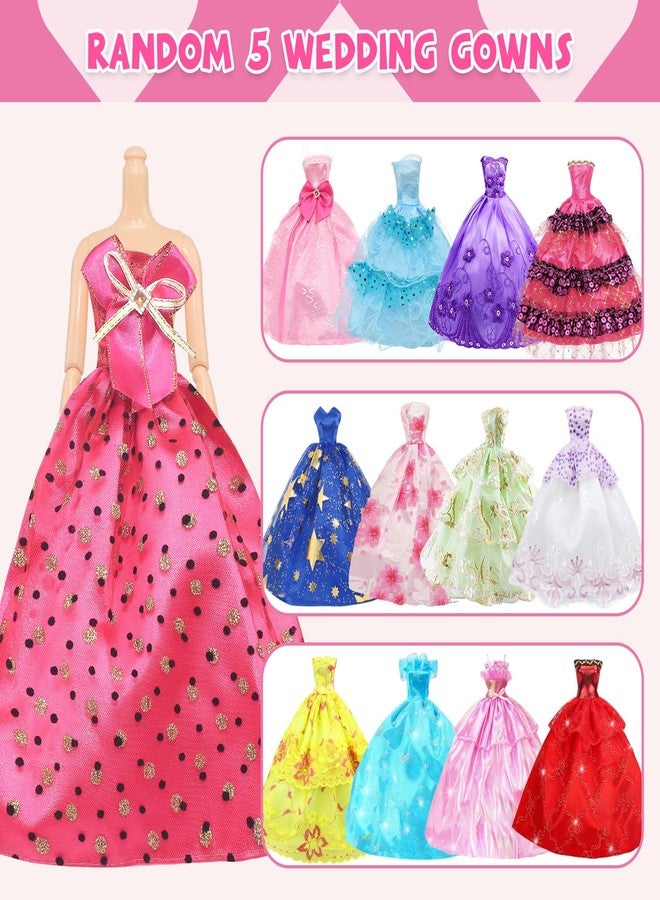 Ecore Fun 99 Pcs Doll Clothes Outfits and Accessories- 5 Princess/ Wedding Gowns 12 Fashion Dresses 2 Leisure Outfits 2 Bikini Swimsuits 10 Shoes and 57 Accessories for 11.5 inch Dolls,Girl Gift - Image 4